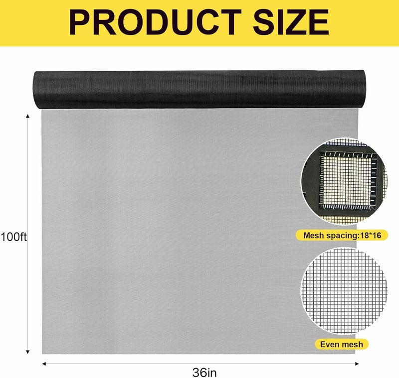 HANYQING Fiberglass Window Screen Roll, 36“× 100' Protection Screen Roll, Transparent and Sturdy, UV-Resistant for Installation and Repair of Door and Window Screens - Image 2